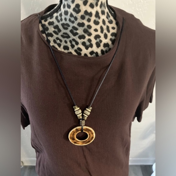 CM Shapes 3 pieces set women M blouse pants &cardigan brown collared cheetah zip - Picture 2 of 12